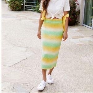 NWT Anthropologie Dolan Knit Skirt Ombre Stripes Colorful Stretch Medium